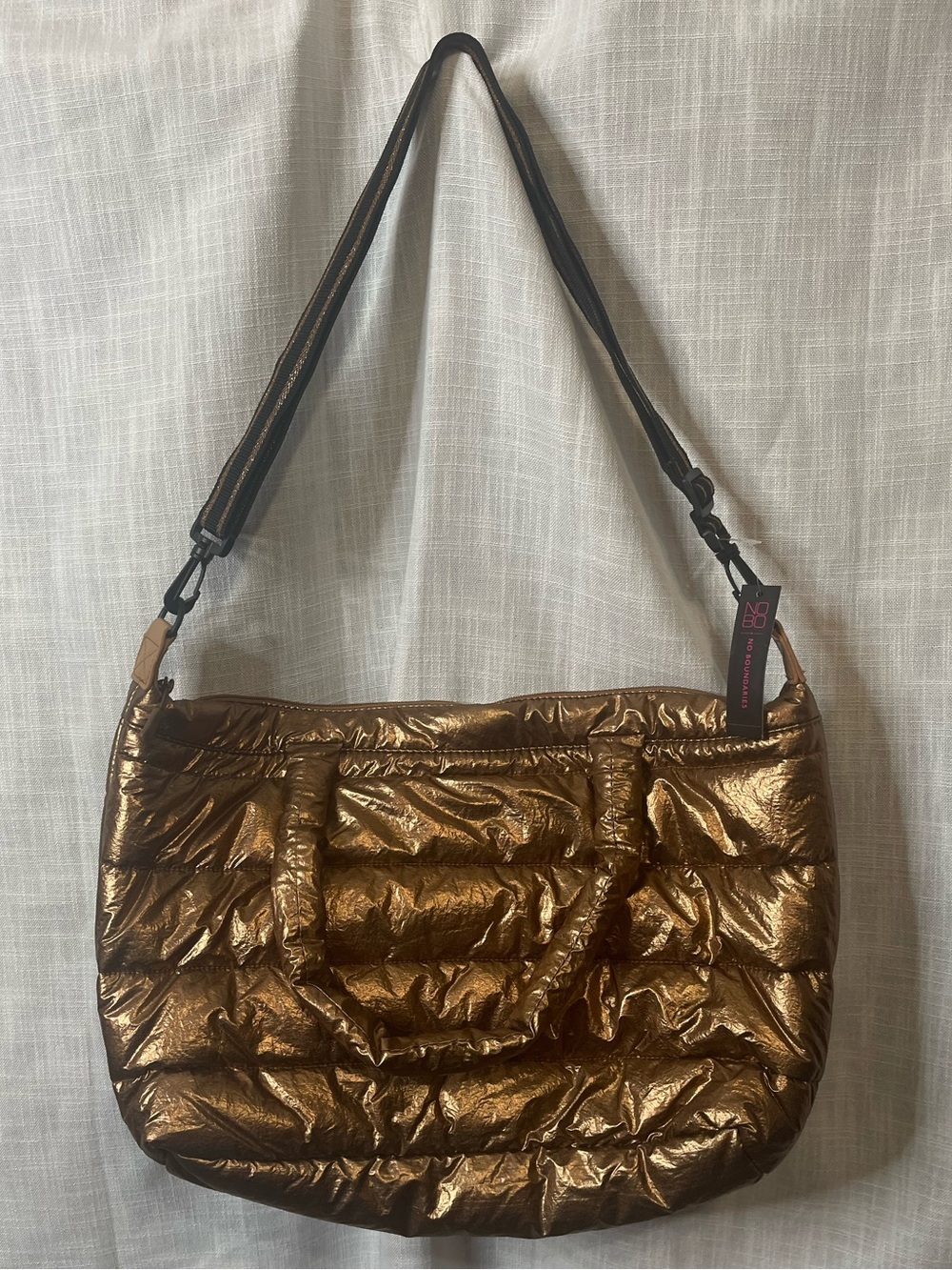 No Boundaries One Size Metallic Bronze Quilted Shoulder Bag